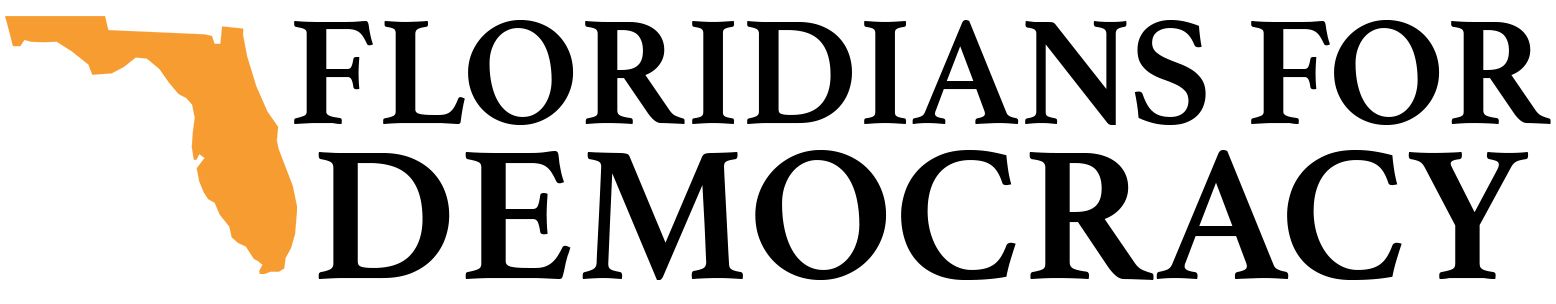 Floridians for Democracy logo with orange state of Florida