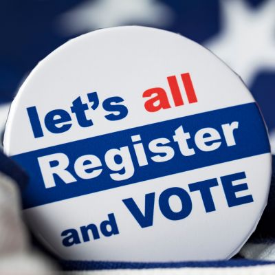 Register to vote button for Get Out the Vote campaign